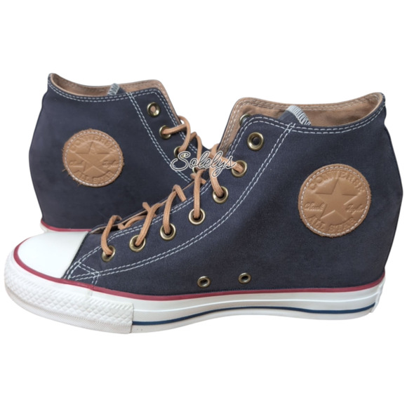 Converse 2017 CTAS Lux Mid Hidden Wedge Almost Black Peached Canvas Sneaker 10 - Picture 1 of 12